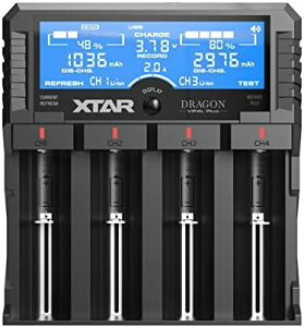 XTAR DRAGON VP4L Plus(リチウム充電器 高機能電池充電器 3.6V/3.7Vリチウムイオン電池 10400〜32650 1.2V ニッケル水素電池/ニカド電池対応 AAAA/AAA/AA/A/SC/C 電池の劣化判定 バッテリー活性化