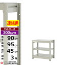【クーポンあり】スチールラック 幅95 奥行45 高さ90 3段 ホワイトグレー 増連形式 300kg/段 YSシリーズ業務用 スチール棚 ボルトレス 中量棚 ...