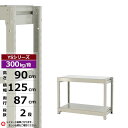 【クーポンあり】スチールラック 幅125 奥行87 高さ90 2段 ホワイトグレー 単体形式 300kg/段 YSシリーズ業務用 スチール棚 ボルトレス 中量棚...