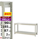 【クーポンあり】スチールラック 幅185 奥行87 高さ90 2段 ホワイトグレー 増連形式 300kg/段 YSシリーズ業務用 スチール棚 ボルトレス 中量棚...