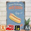 ブリキ看板 k ホットドッグ ポスター 絵 インテリア 雑貨 ホットドック ハンバーガー ソーセージ アメリカンフード ファーストフード ファストフード グッズ...