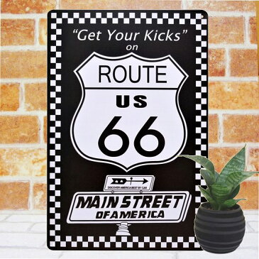 ルート66 ch ブリキ看板 ポスター インテリア route66 マザーロード エンブレム マーク アメリカン雑貨 プレート アートパネル 絵画 白黒 モノクロ モノトーン ヴィンテージ風 ビンテージ風 店舗用 ポイント消化 20cm×30cm A4 メール便可