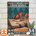 P5倍】 ブリキ看板 s 猫 ねこ 本 コーヒー 3 ポスター 絵 インテリア雑貨 アートパネル アートボード 壁掛け アメリカン雑貨 プレート イラスト 絵画...