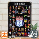 ブリキ看板 s ルート66 ネオンサイン グッズ ポスター 絵 インテリア雑貨 壁掛け アートパネル route66 MOTEL モーテル おしゃれ モダン アメリカンスタイル 黒 黒色 ブラック black A4 アメリカン雑貨 アメリカ雑貨