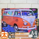 ブリキ看板 ワーゲンバス 花柄 インテリア ポスター VW フォルクスワーゲン ミニバス かわいい 雑貨 サインボード サインプレート アート アメリカン雑貨 ...