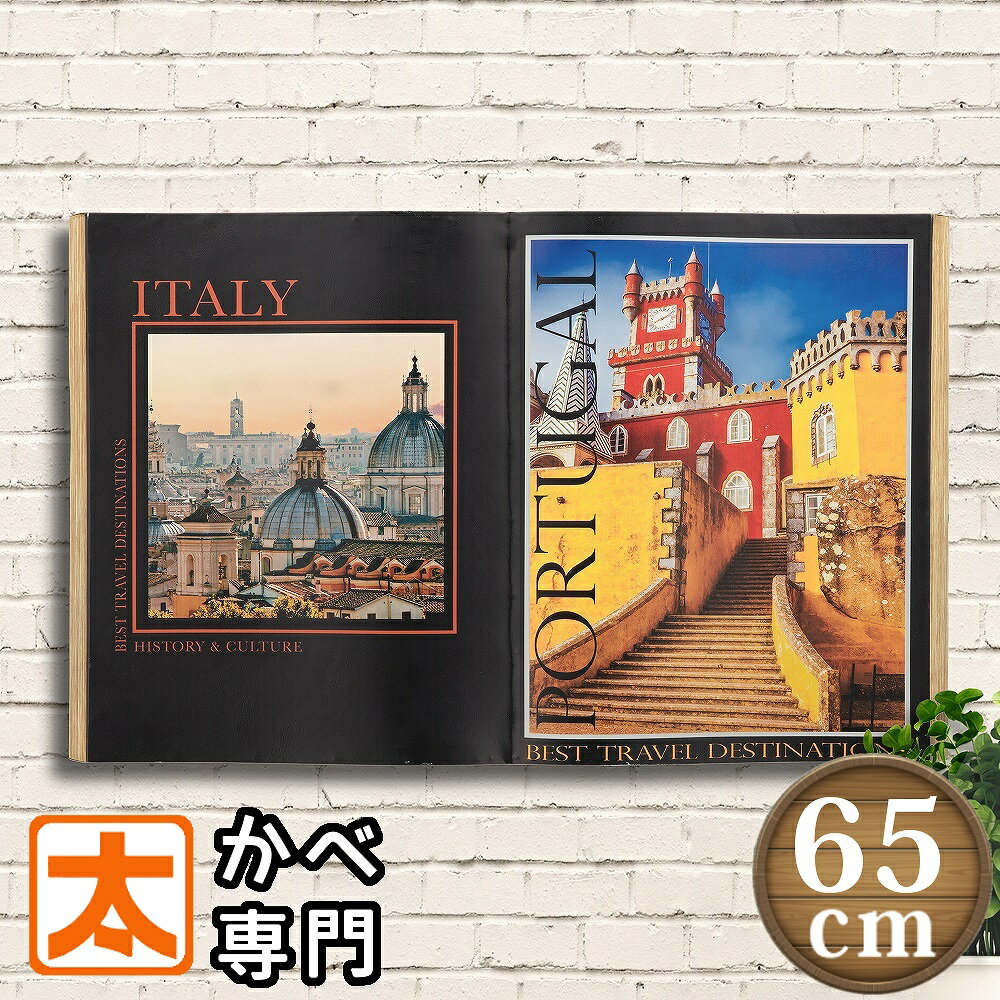 P10倍】 木製看板 オブジェ 65 イタリア サン・ピエトロ大聖堂 ポルトガル ペーナ宮殿 ポスター 絵 アートパネル 北欧 バチカン市国 天空の城 世界遺産 イラスト ブック ダミーブック イミテーションブック 洋書 壁掛け 壁飾り おしゃれ 大きいサイズ 大型 特大 横長