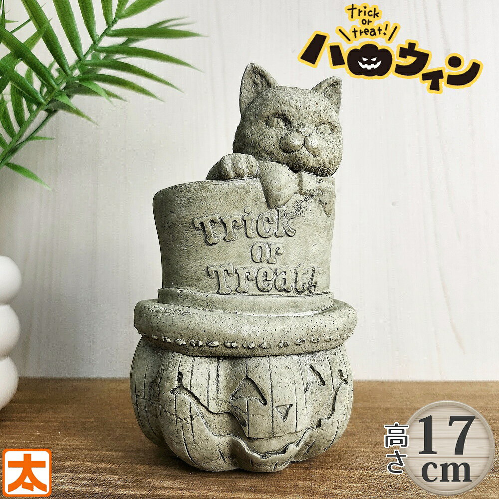 アンティーク ハロウィン 置物 猫 かぼちゃ