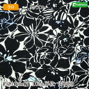 リップル ハイビスカス黒(ダイレクトワッフル) 約110cm幅 10cm単位 切り売り 【布地 生地 和柄】