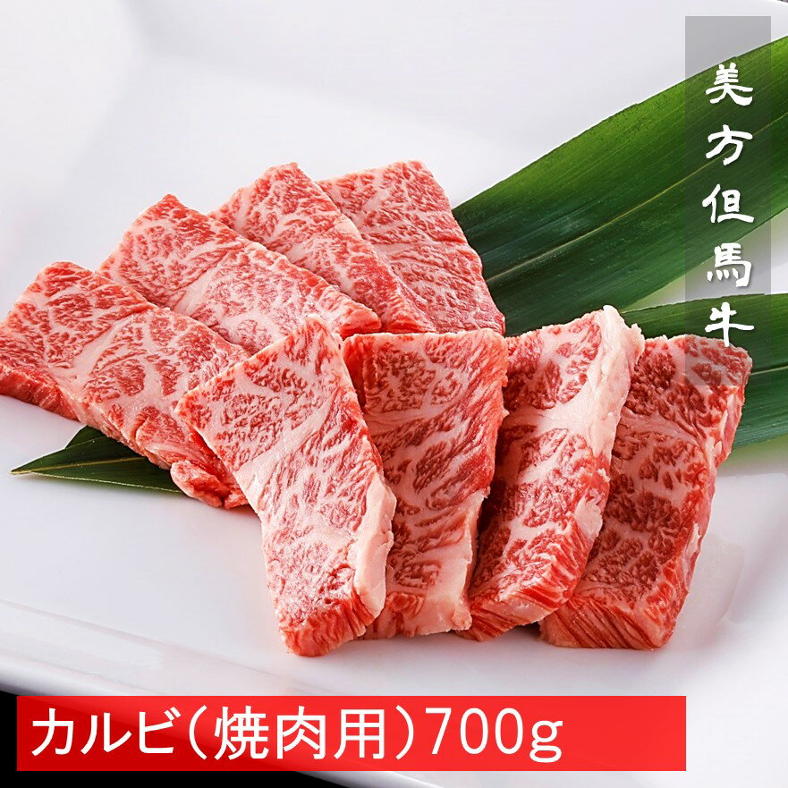 美方但馬牛特選カルビ（焼肉用）700g　黒毛和牛　a4ランク　ギフト　お中元　お歳暮　贈答　内祝い　御祝　誕生日 誕生日プレゼント 誕生日ギフト 但馬牛　a4　牛肉　ブランド牛　おうち時間　サシ　良質　熨斗対応可能　のし 和牛 銘柄牛 鉄板焼き 但馬ビーフ