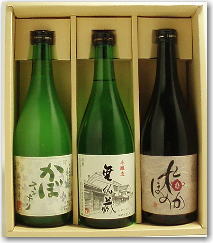 【日本酒＆リキュール詰合せギフトセット】＜浪乃音ギフト-3-01＞浪乃音の無名蔵　本醸造酒・梅酒・人気リキュール詰合せ3本セット贈りもの・プレゼント・手提げバッグ付・熨斗名入れ・お歳暮・お年賀・お中元・父の日・敬老の日