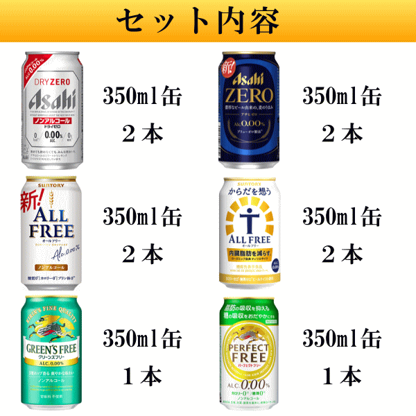 御中元 暑中見舞い 残暑見舞いギフト・プレゼント可『ノンアルコールビール 350ml缶×10本 飲み比べ』アサヒ ドライゼロアサヒゼロサントリー オールフリーからだを想うオールフリーキリン グリーンズフリーパーフェクトフリー