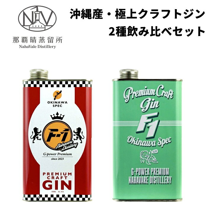 『 F-1 GIN 2種 700ml缶×2本セット 』飲み比べ シーサーレッド タートルグリーン ファーストワン エフワン ジン 沖縄 那覇晴蒸留所 波ノ上人 那覇晴 嘉利吉【国産スピリッツ】クラフトジンシークワーサー 黒糖 エンジンオイル缶 ENGINE ギフト プレゼント