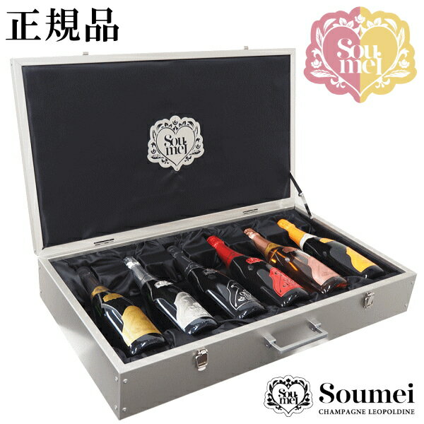 【正規品ソウメイシャンパン】コンプリート6種アタッシュケース入※高額のため代金引換不可（カード決済もしくは銀行振込）『 Soumei ル・セクストゥール 750ml×6本セット 』内容：ゴールド ピンク オレンジ プラチナ ブラック レッドのサムネイル