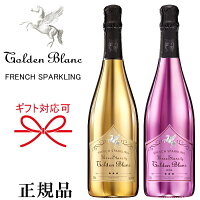 韓国発【正規品ゴールデンブランフレンチスパークリングワイン】紅白ペア『 ゴールデン ブラン Extra Dry ゴールド&ロゼ 750ml×2本』御結婚御祝 結婚式 内祝 記念日 開店御祝 周年記念 ギフト誕生日プレゼント ペガサス キラキラ インスタ映え