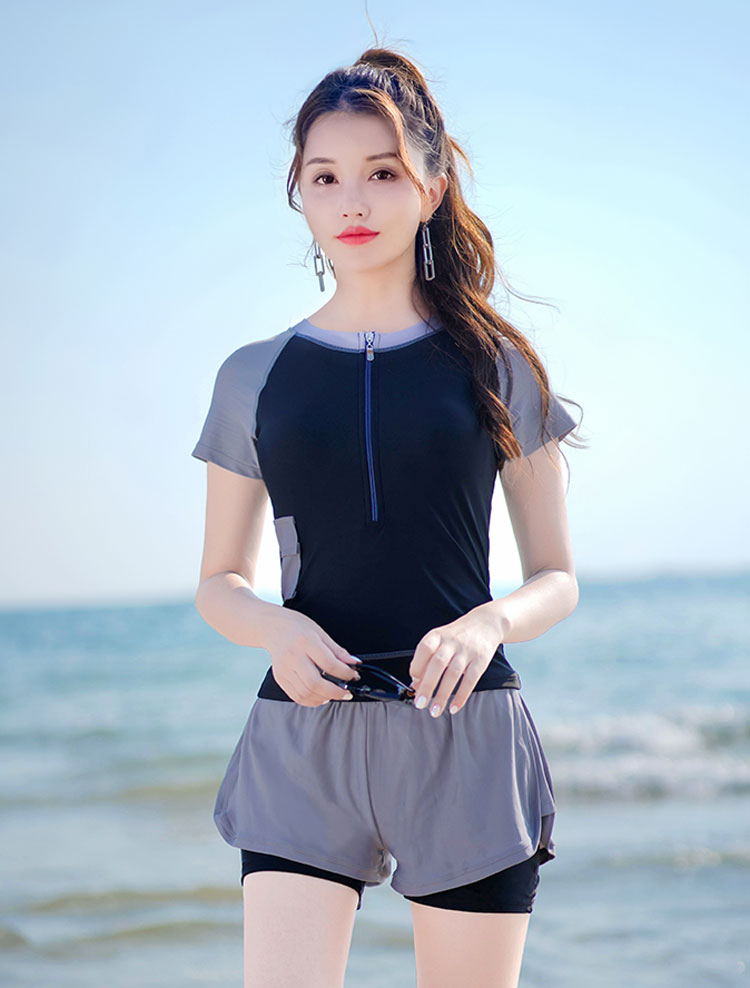 2点セット レディース水着 セットアップ 体型カバー 女性 みずぎ 着やせ 大人 スクール水着 トップス パンツ セパレート スイムウェア レデイース 水着 ミセス みずぎ おしゃれ スイミング プール 水遊び 記念写真 上下セット フィットネス水着 女性用 半袖 UVカット ジム用