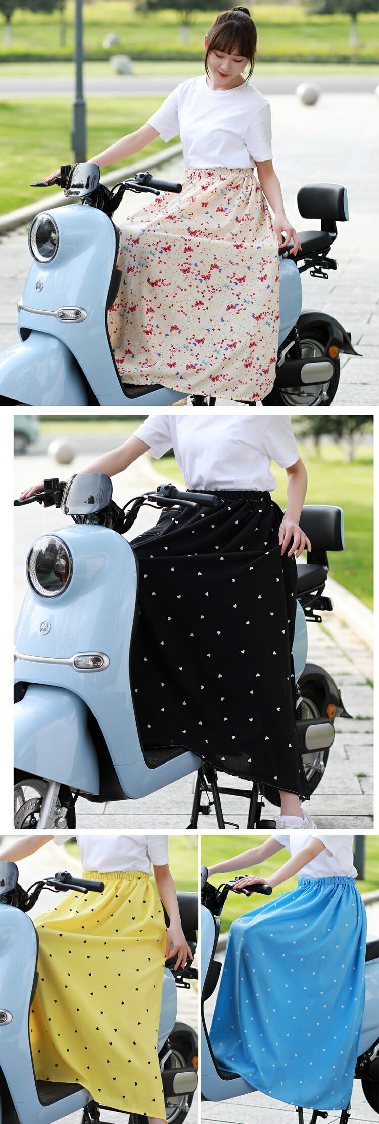 バイク用レッグカバー バイク乗り夏の日焼け対策 UVカット スカート レディース 日焼け止め 紫外線対策 ロングスカート 巻きスカート 可愛い柄 サイズ調整可 スクーター専用 オートバイ用 自転車 暑さ対策 着脱簡単 遮光 おしゃれ 夏用 日除け アウトドア 3