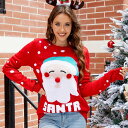サンタ服 セーター 長袖 レディース クリスマス ニットセーター トップス 防寒 上着 ニット 丸首 カジュアル プレゼント 暖かい ストレッチ ニット インナーセーター 秋冬 クリスマスセーター 柔らかい 無地 シンプル ゆったり 上品 エルク 可愛い ゆっとり 厚手 雪柄