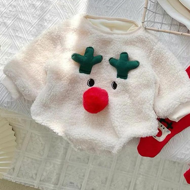 送料無料 3点セット ベビークリスマスロンパース もこもこ ベビー服 ロンパース クリスマス 赤ちゃん カバーオール キッズ コスチューム 新生児 出産祝い 写真記念撮影 サンタ風 サンタさん 衣装 お祝い キッズ 誕生記念 ボトムス タイツ