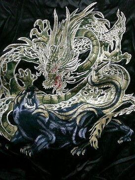 スカジャン 龍と黒豹刺繍 2L 日本製本格刺繍【コンビニ受取対応商品】