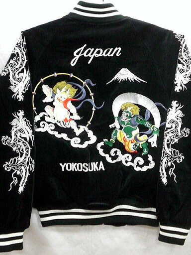 スカジャン 日本製本格刺繍のスカジャン3L風神雷神 別珍 スカジャン 日本製本格刺繍のスカジャン3L風神雷神 別珍