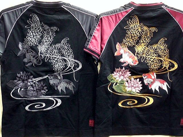 絡繰魂 和柄 半袖スカTシャツ　金魚刺繍 　カラクリ魂