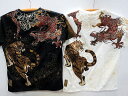 絡繰魂 粋 龍虎刺繍半袖Tシャツ カラクリ魂(4)
