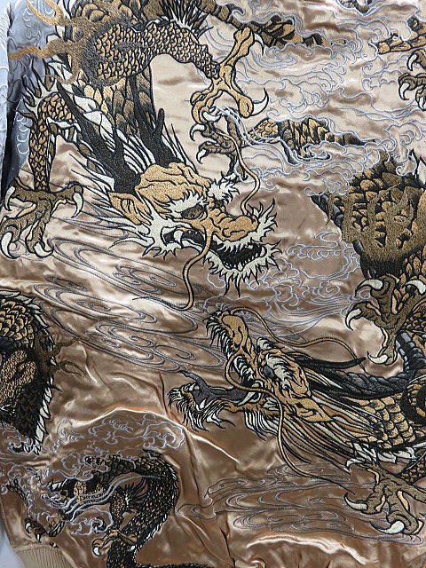 絡繰魂・粋 　和柄 リバーシブルスカジャン 竹虎刺繍　カラクリ魂 KARAKURI