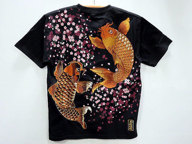 絡繰魂 粋　双金鯉刺繍 半袖Tシャツ　カラクリ魂