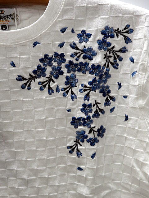 絡繰魂　青桜ブロック　ジャガード　半袖Tシャツ　カラクリ魂