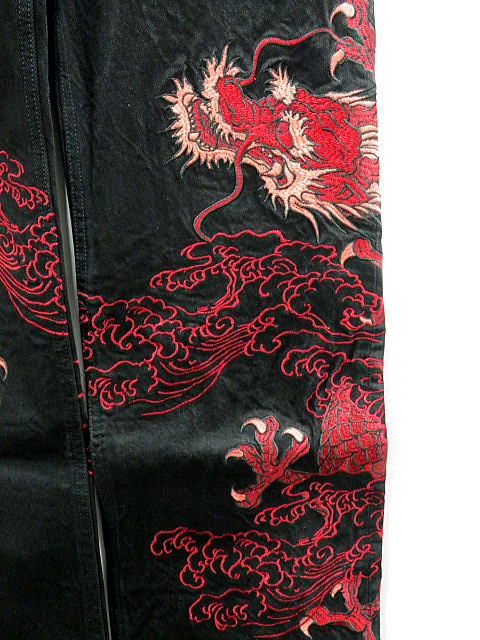 絡繰魂・粋 　デニムパンツ　和柄　月光双龍　カラクリ魂