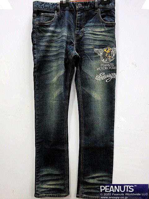Flag Staff × PEANUTS　SNOOPY BIKE刺繍デニムパンツ　フラッグスタッフ × スヌーピーコラボ