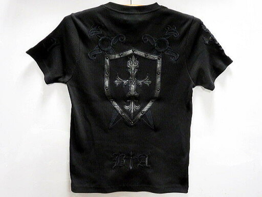 BE AMBITION 半袖Tシャツ クロス&スタッズ刺繍 リブ織Tシャツ ビーアンビション BE AMBITION 半袖Tシャツ クロス&スタッズ刺繍 リブ織Tシャツ ビーアンビション