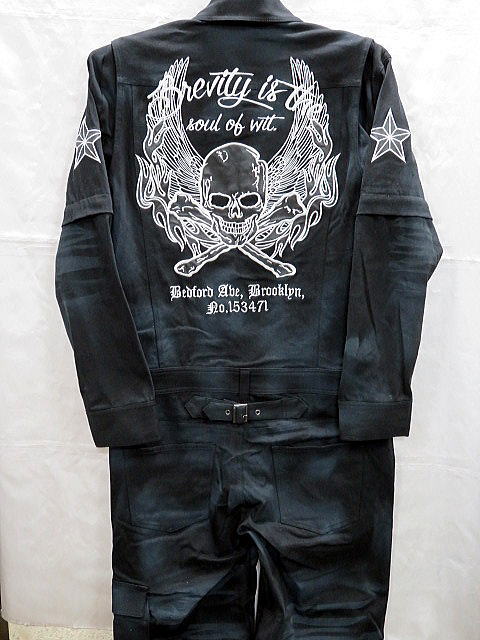 COOL DRIVE STRIKER　スカル刺繍 汚し加工 オールインワン　つなぎ　クールドライブストライカー【コンビニ受取対応商品】