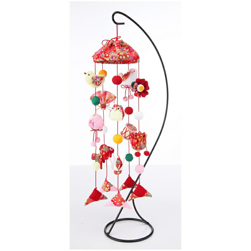 京ちりめん　傘宝つるし飾り(赤)[LH-130]　【パナミ手芸メーカー直販　タカギ繊維】