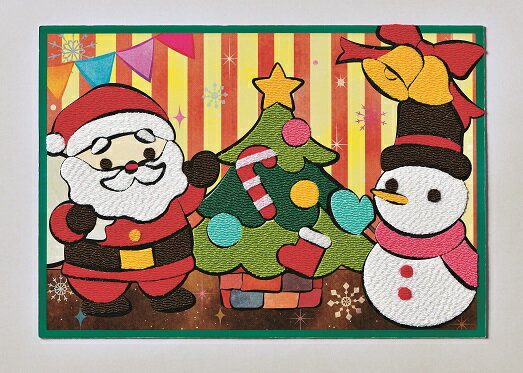 季節のかんたん貼り絵　わくわくクリスマス[TH-6] 　【パナミ手芸メーカー直販　タカギ繊維　クリスマス　サンタ　キット　手作り　はり絵】