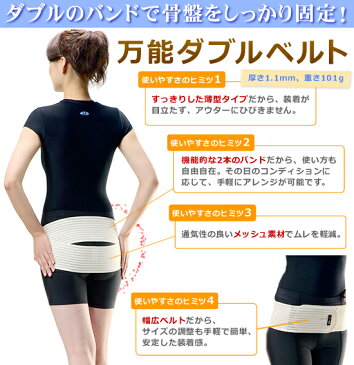 【コルセット】ダイエット＆腰痛対策！薄型「万能ダブルバンド」（男女兼用角形）【骨盤矯正ベルト】【メール便送料無料】