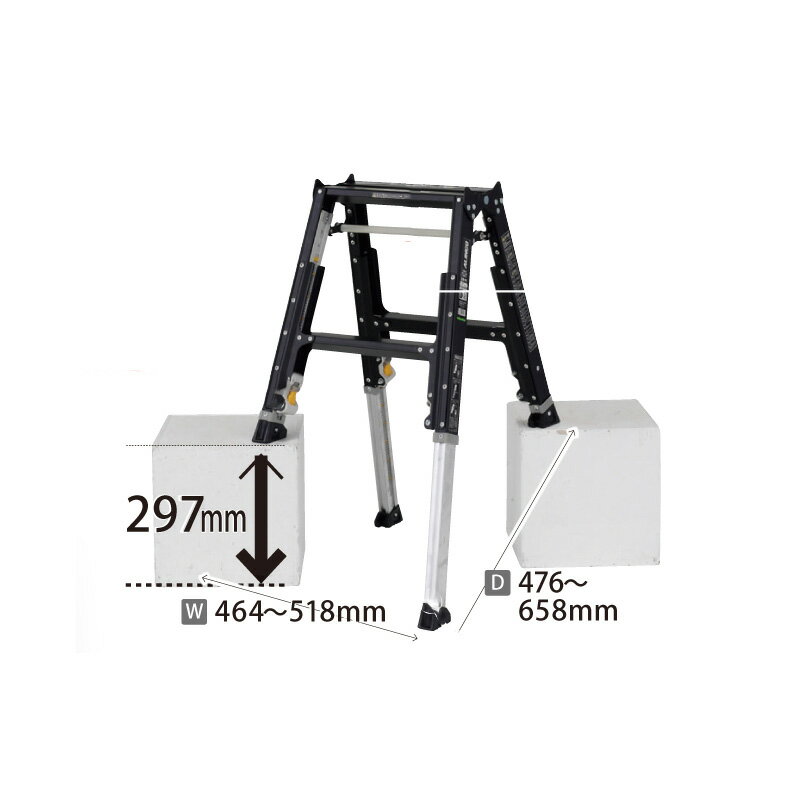 ALINCO(アルインコ) 伸縮脚付専用脚立 KAB-90 2段 (2尺・3尺) 天板高さ：0.52〜0.82m