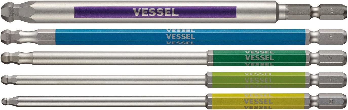 ベッセル(VESSEL) 片頭ボールポイント 剛彩ビット 5本組 対辺3/4/5/6/8×150 GS5P-36
