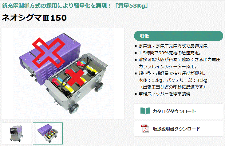 マイト工業　ネオシグマIII150　NSGIII-150K　バッテリー溶接機　バッテリーボックス部のみ　【代引き不可】