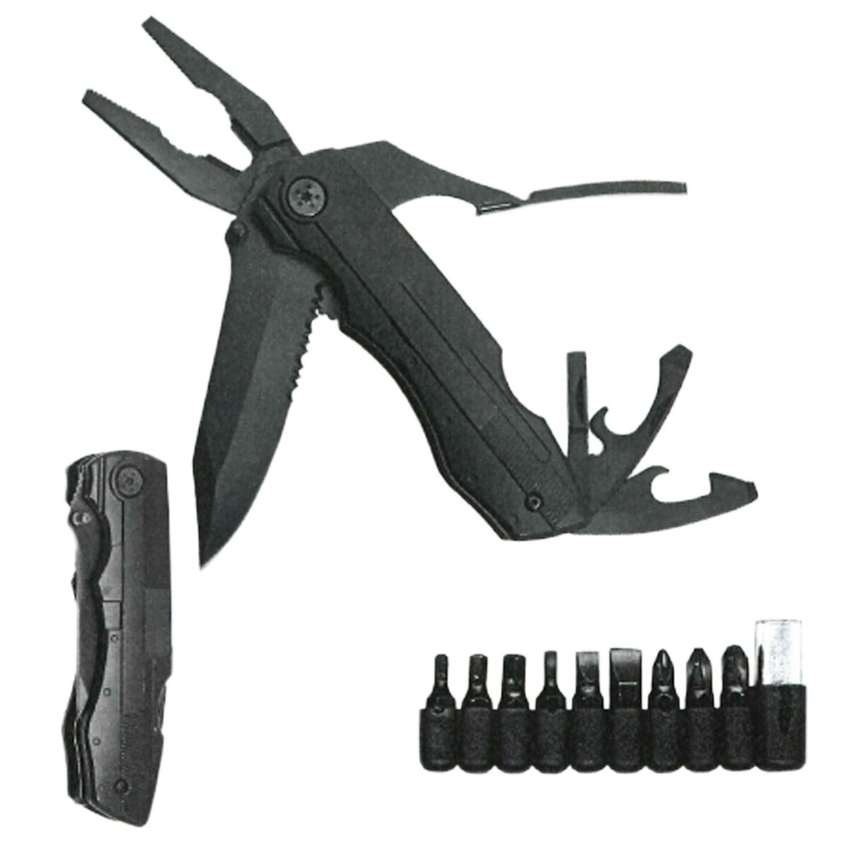 TMC 多機能プライヤー マルチツール 18ツール搭載 BLACK PANTHER Plier18 AG-793