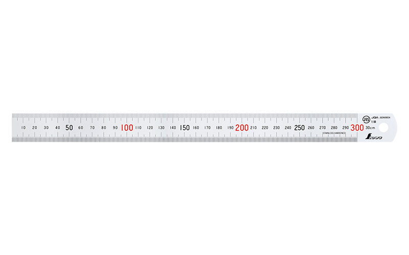 シンワ測定 直尺 シルバー 30cm 13013 JIS1級 赤数字入