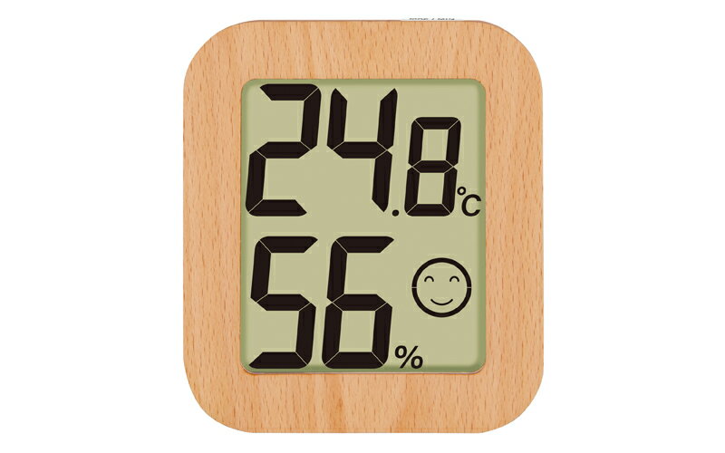 シンワ測定 デジタル温湿度計 環境チェッカー 木製 ライトブラウン 73234
