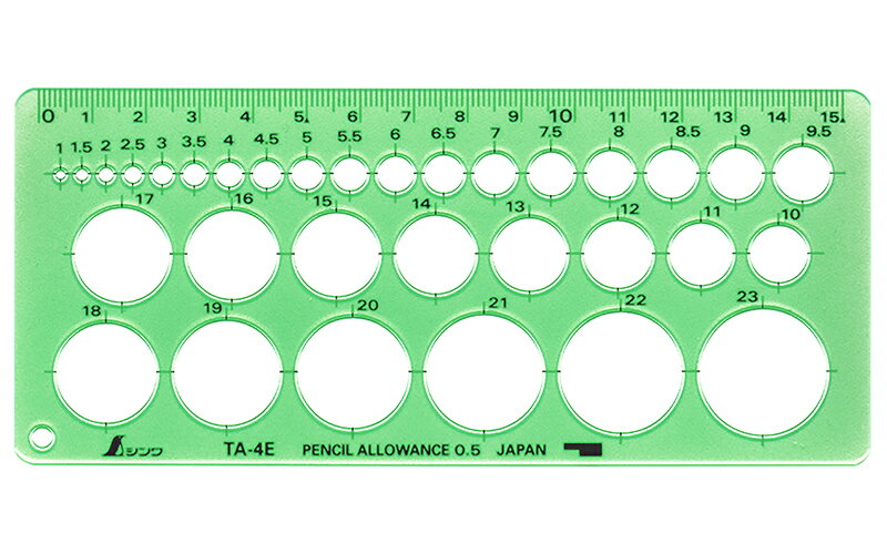 シンワ測定 テンプレート TA-4E 円定規 エッジ付(小) 66003