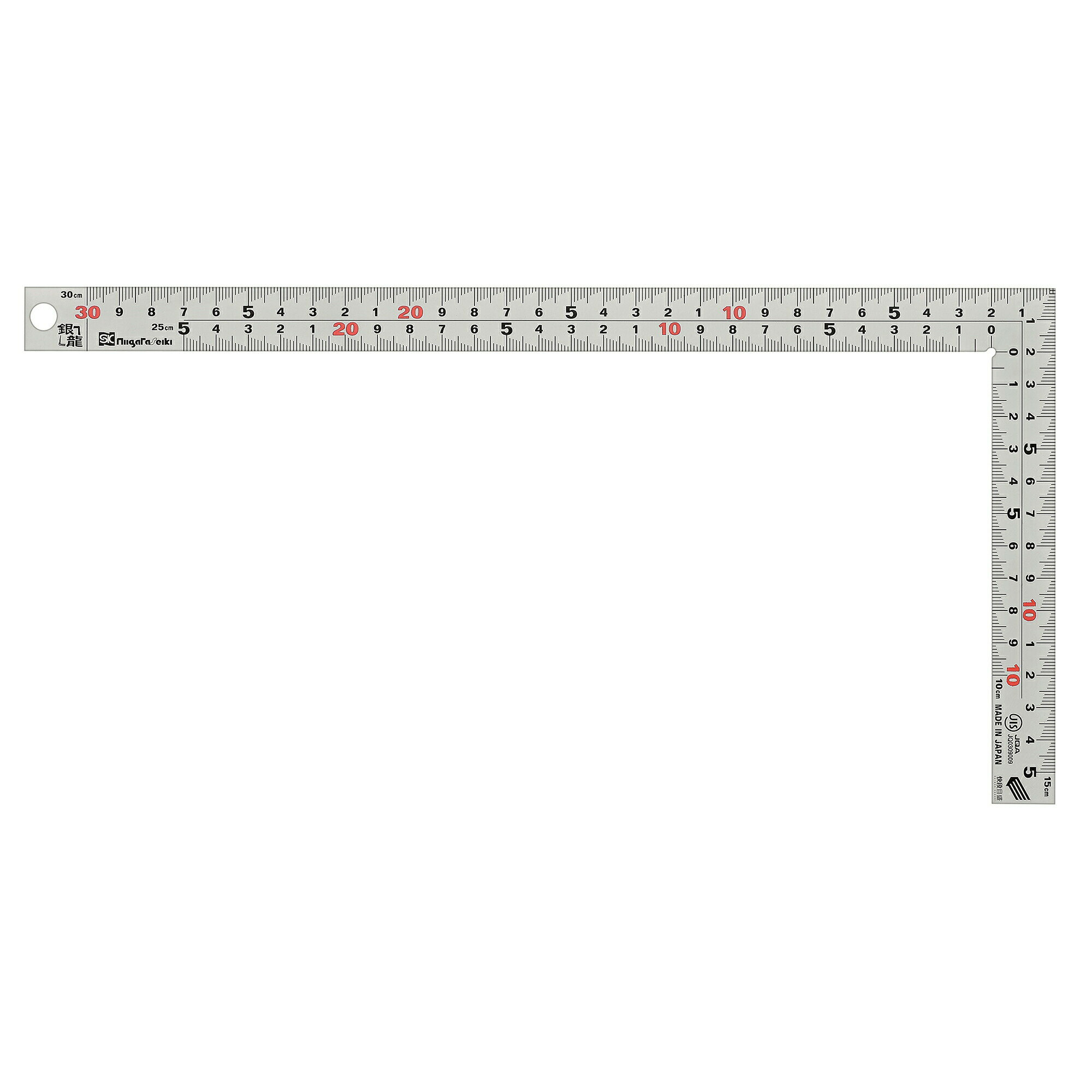 SK シルバー曲尺 銀龍 30cm 快段目盛 厚手広巾 MT-30KD 寸法測定、直角確認に 新潟精機