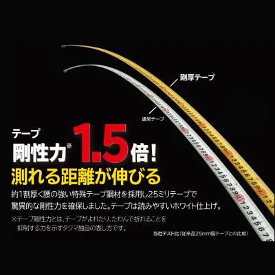 タジマ(TJMデザイン) 剛厚ロック-25 5.0m 尺相当目盛付 GAL2550S 剛性力1.5倍の剛厚テープ