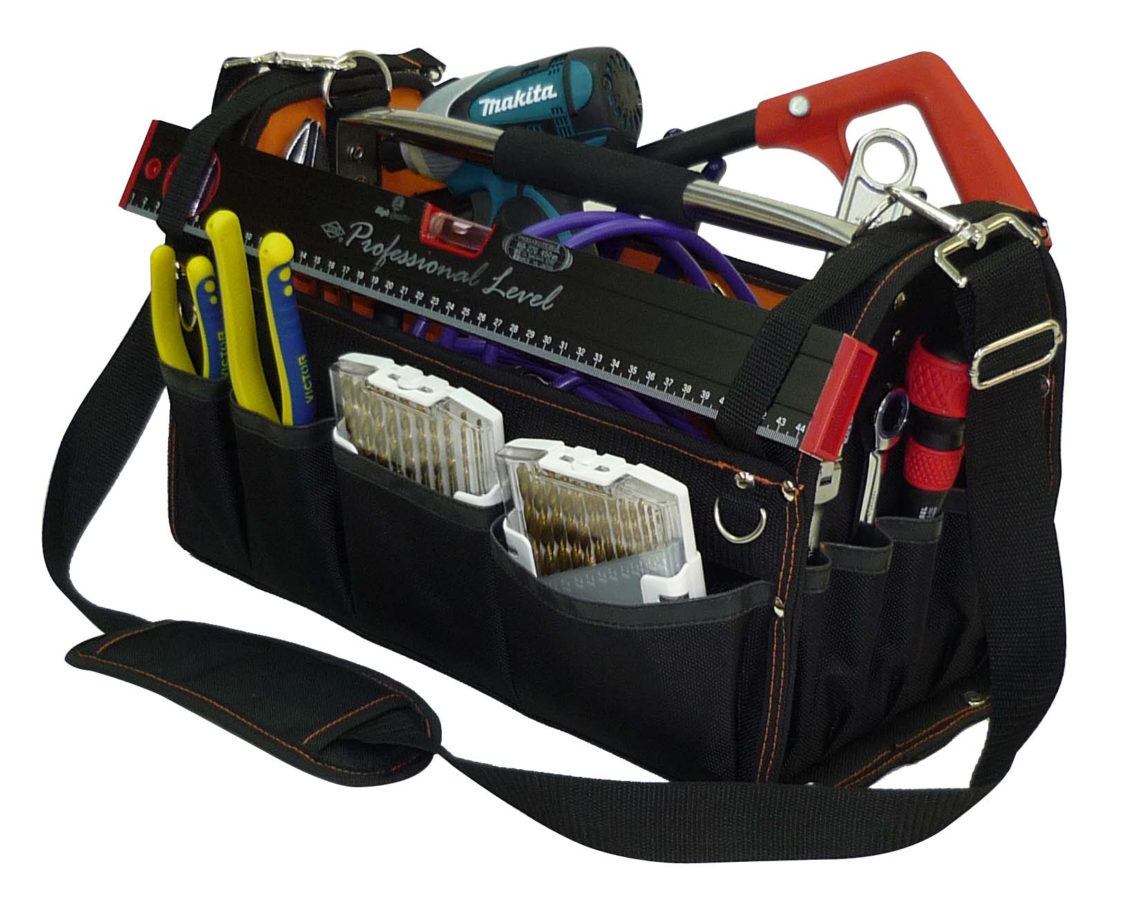 DBLTACT オープンキャリーバッグ オレンジ DT-SRB-420 バックの内外に各種ポケット付きで抜群の収納力