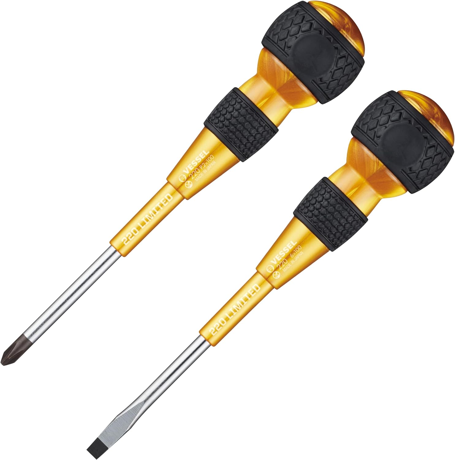 ベッセル(VESSEL) ボールグリップドライバー プレミアム 2本セット ゴールド 220-2PS-PGL