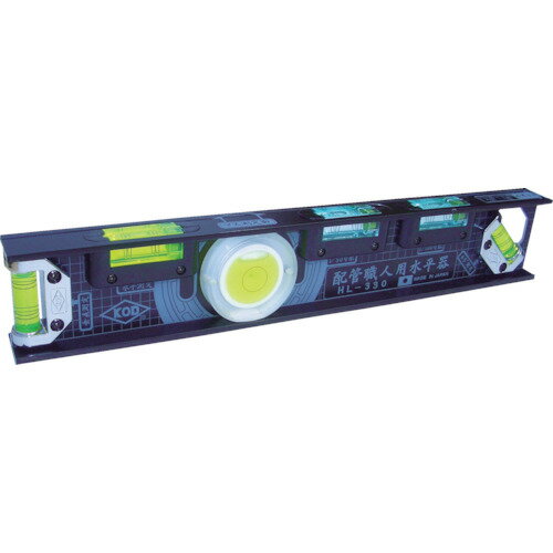 アカツキ製作所(KOD) 配管職人用水平器 HL-330M 330mm Iビーム＆V溝 フレーム 6役機能 マグネット付