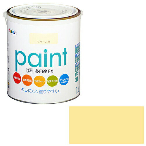 アサヒペン 水性多用途EX 1.6L クリームイロ 防錆・防カビ剤配合でサビ・カビ防止