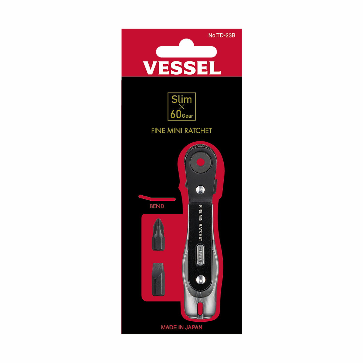 ベッセル(VESSEL) ファインミニラチェット TD-23B ベント(ビット2本付) 高精度×高耐久ミニラチェット ..